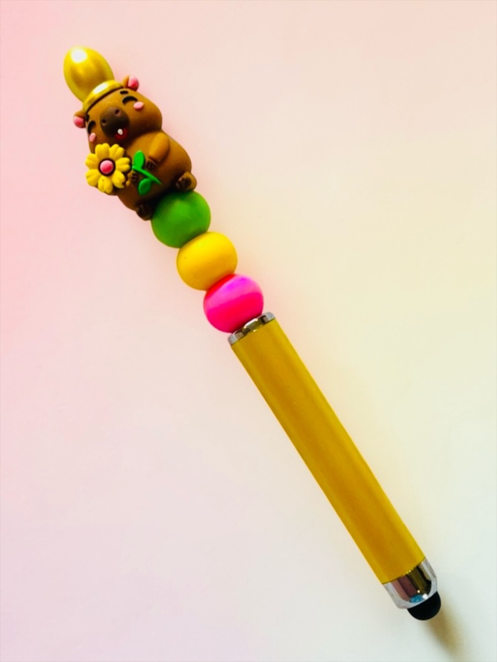 Cute Capybara Flower handmade beaded stylus